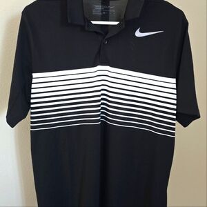 Nike golf black shirt with white stripes size medium